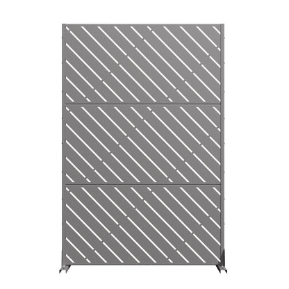72" Gray Geometric Steel Three Panel Outdoor Privacy Screen HomeRoots