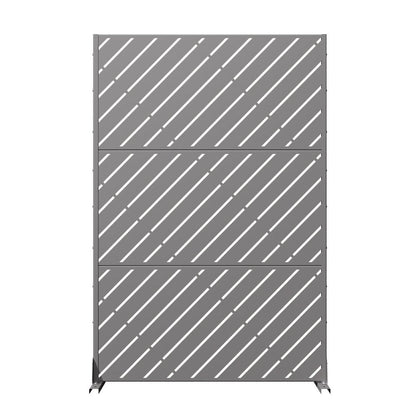 72" Gray Geometric Steel Three Panel Outdoor Privacy Screen HomeRoots