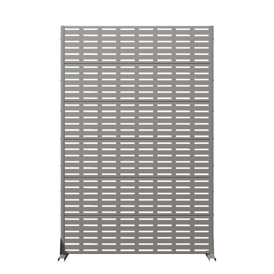 72" Gray Geometric Steel Six Panel Outdoor Privacy Screen