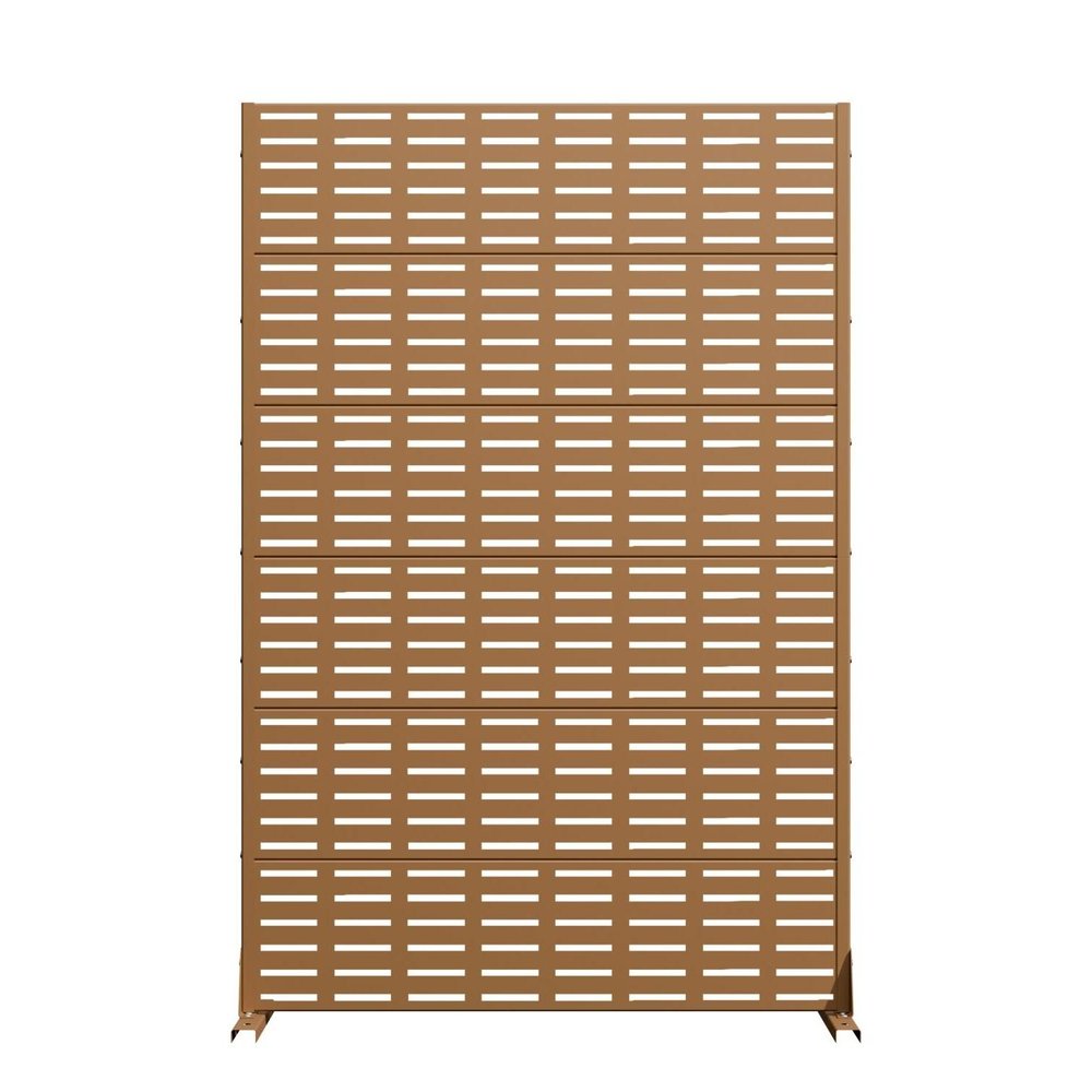 72" Brown Geometric Steel Six Panel Outdoor Privacy Screen HomeRoots