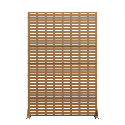 72" Brown Geometric Steel Six Panel Outdoor Privacy Screen HomeRoots