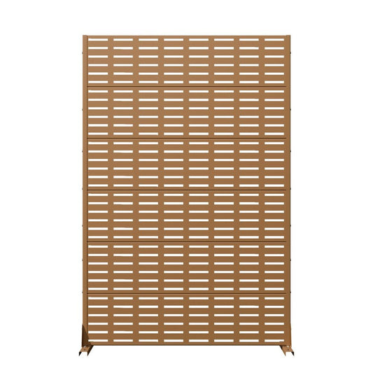 72" Brown Geometric Steel Six Panel Outdoor Privacy Screen
