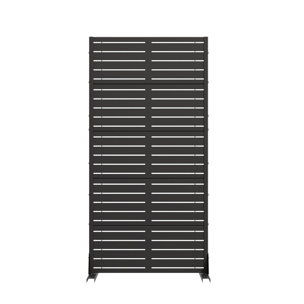 60" Black Geometric Steel Five Panel Outdoor Privacy Screen HomeRoots