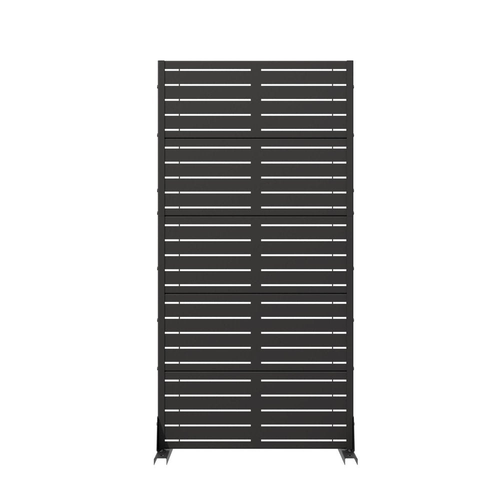 60" Black Geometric Steel Five Panel Outdoor Privacy Screen HomeRoots