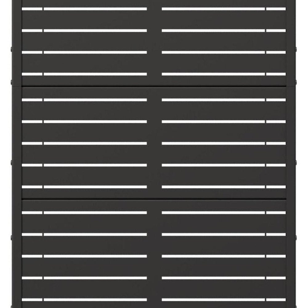 60" Black Geometric Steel Five Panel Outdoor Privacy Screen HomeRoots