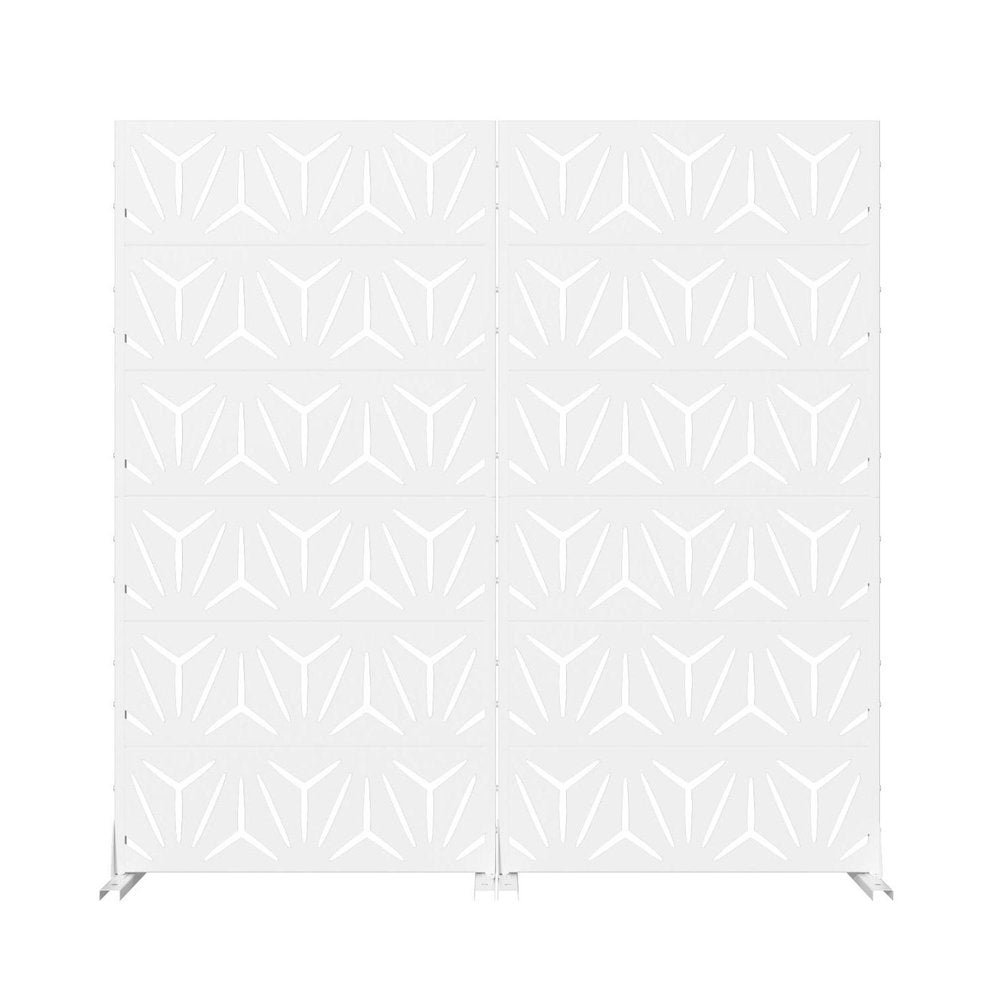 Set Of Two White Geometric Steel 12 Outdoor Privacy Screen — view 4