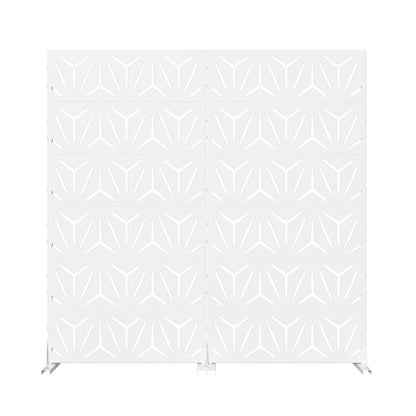Set Of Two White Geometric Steel 12 Outdoor Privacy Screen HomeRoots