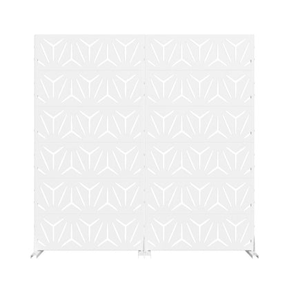 Set Of Two White Geometric Steel 12 Outdoor Privacy Screen HomeRoots