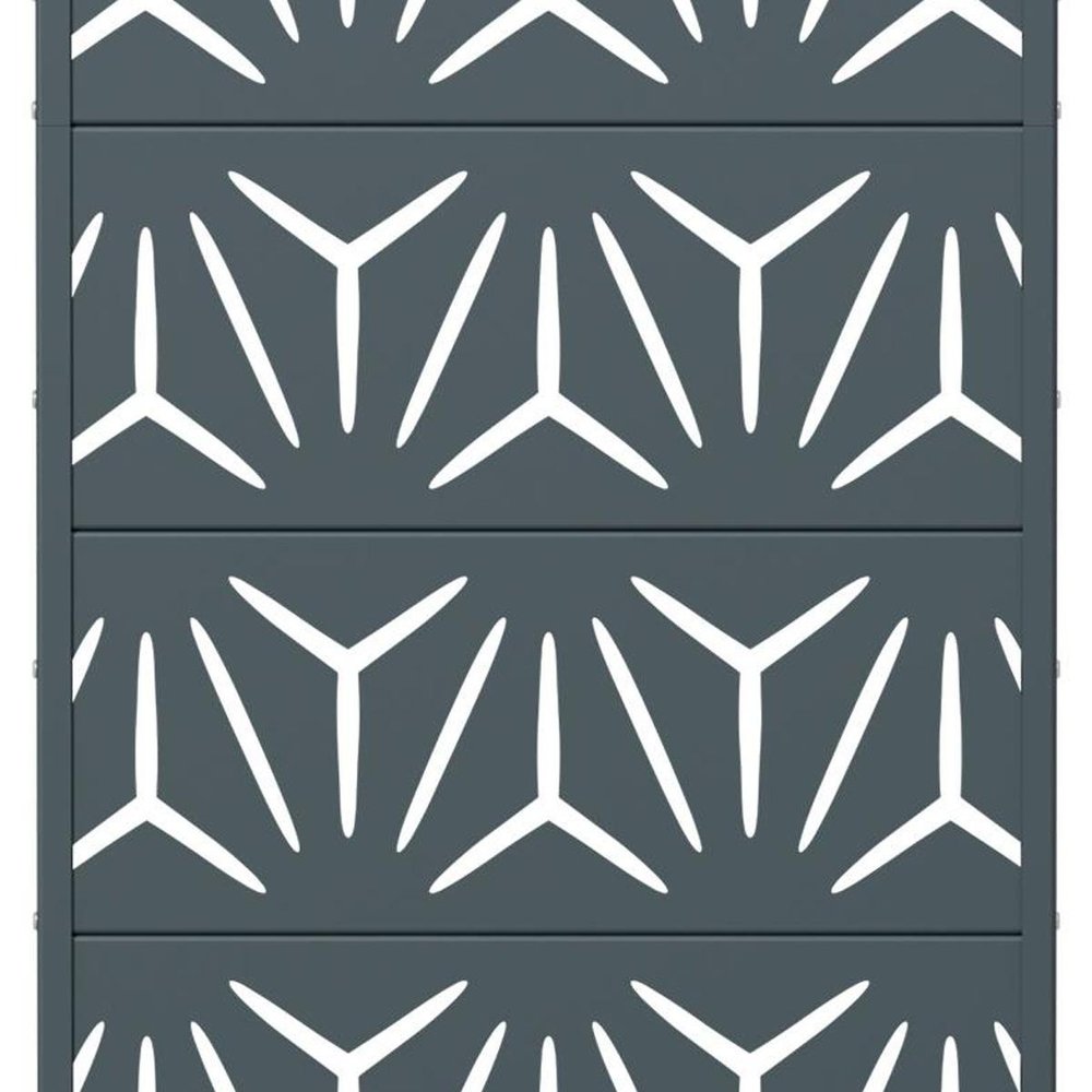 60" Gray Geometric Steel Five Panel Outdoor Privacy Screen HomeRoots