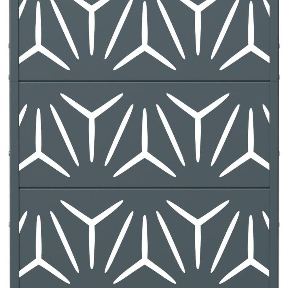 60" Gray Geometric Steel Five Panel Outdoor Privacy Screen HomeRoots