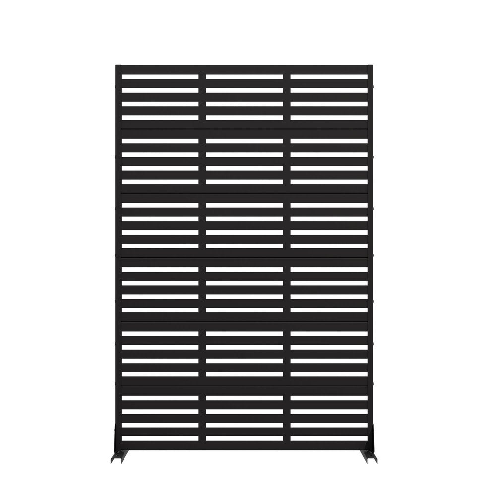 72" Black Geometric Steel Six Panel Outdoor Privacy Screen — view 2