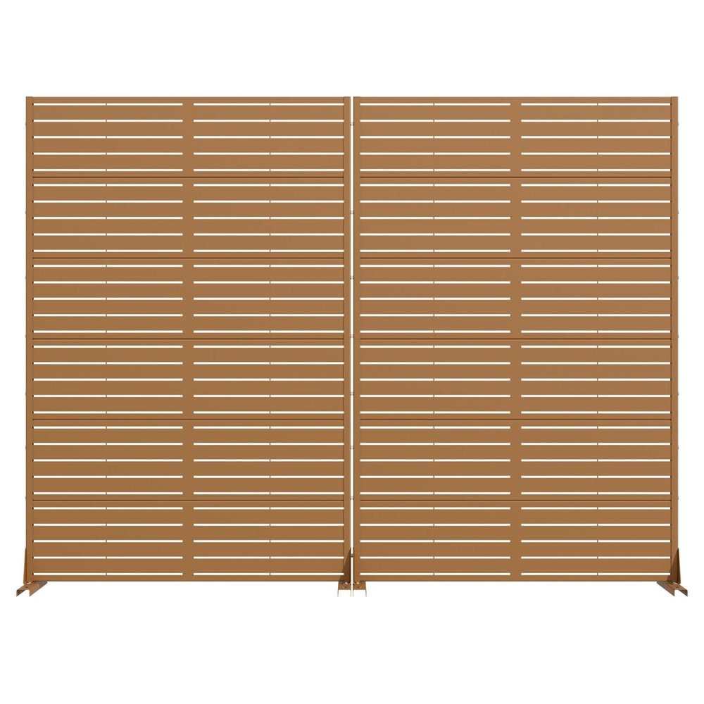 Set Of Two Brown Geometric Steel 12 Outdoor Privacy Screen HomeRoots