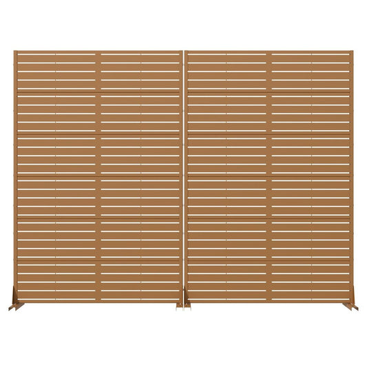 Set Of Two Brown Geometric Steel 12 Outdoor Privacy Screen