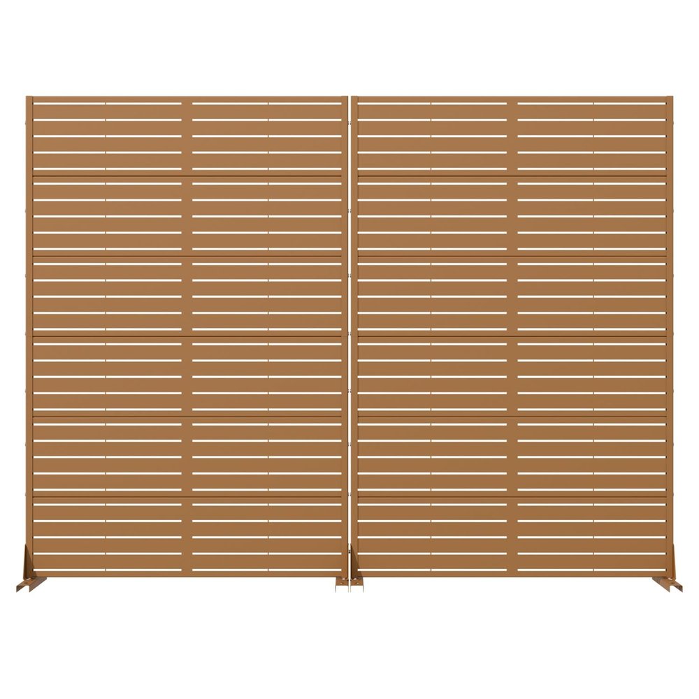 Set Of Two Brown Geometric Steel 12 Outdoor Privacy Screen HomeRoots