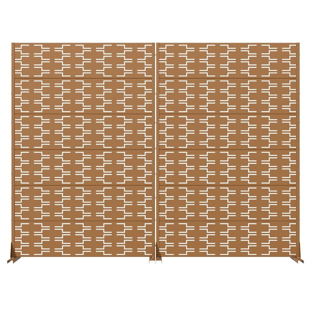 Set Of Two Brown Geometric Steel 12 Outdoor Privacy Screen HomeRoots