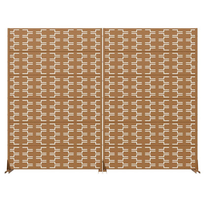 Set Of Two Brown Geometric Steel 12 Outdoor Privacy Screen HomeRoots