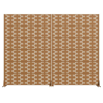 Set Of Two Brown Geometric Steel 12 Outdoor Privacy Screen HomeRoots