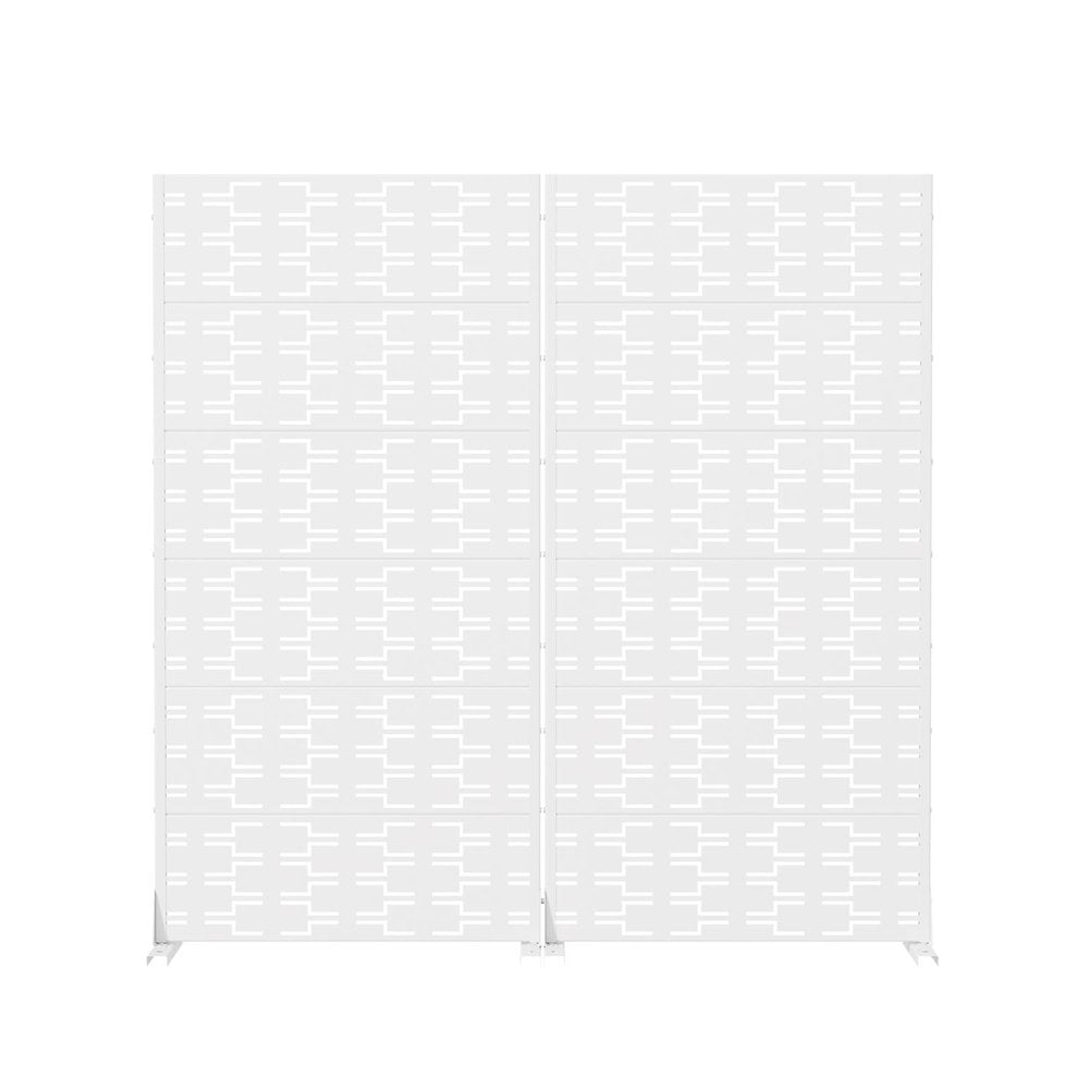 Set Of Two White Geometric Steel 12 Outdoor Privacy Screen — view 1