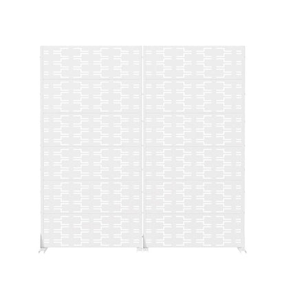 Set Of Two White Geometric Steel 12 Outdoor Privacy Screen HomeRoots