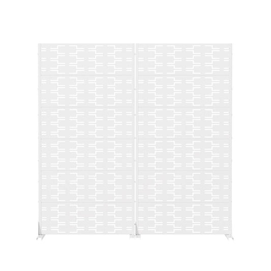 Set Of Two White Geometric Steel 12 Outdoor Privacy Screen