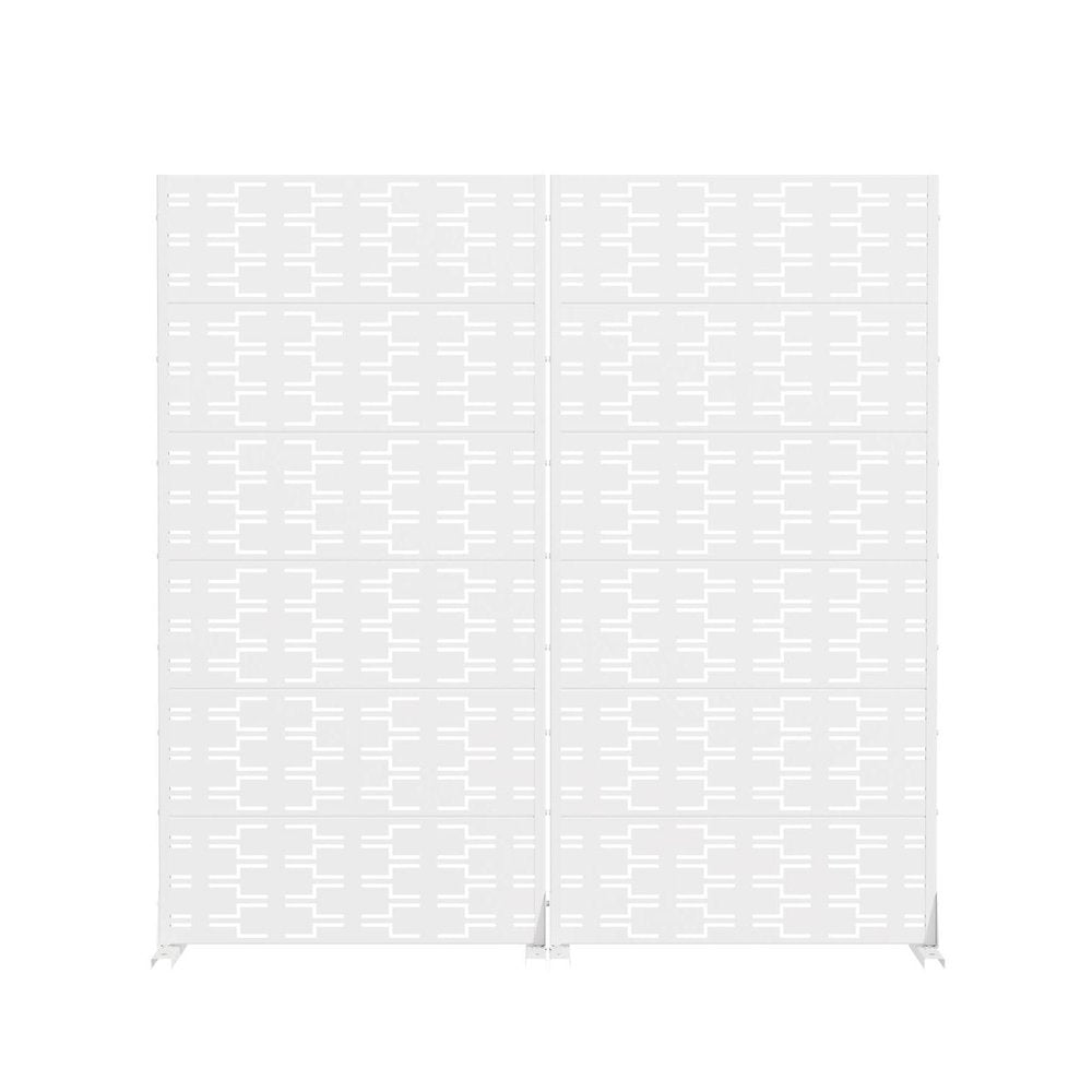 Set Of Two White Geometric Steel 12 Outdoor Privacy Screen — view 3