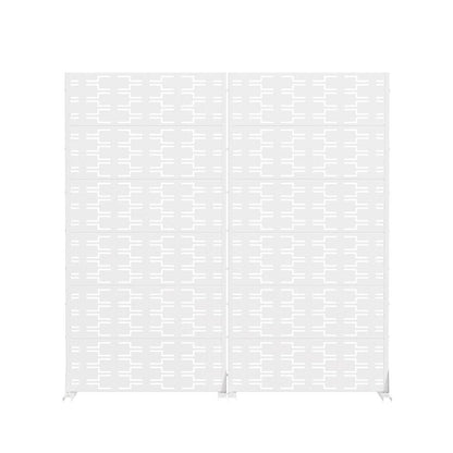 Set Of Two White Geometric Steel 12 Outdoor Privacy Screen HomeRoots