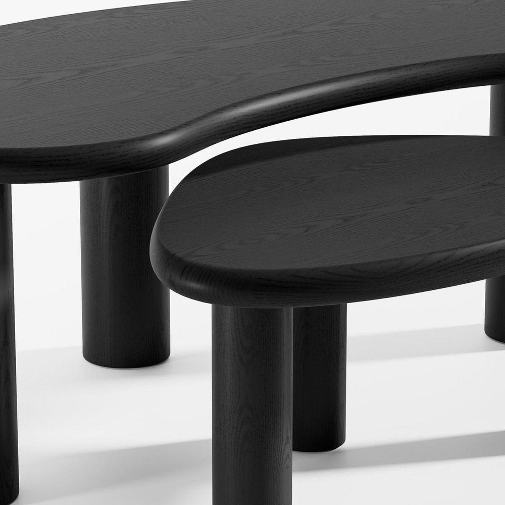 Set Of Two Black Wood Free Form Abstract Nested Coffee Tables HomeRoots