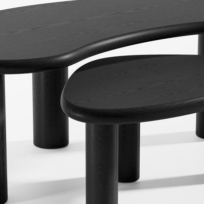 Set Of Two Black Wood Free Form Abstract Nested Coffee Tables HomeRoots