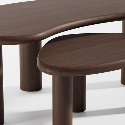 Set Of Two Brown Wood Free Form Abstract Nested Coffee Tables HomeRoots