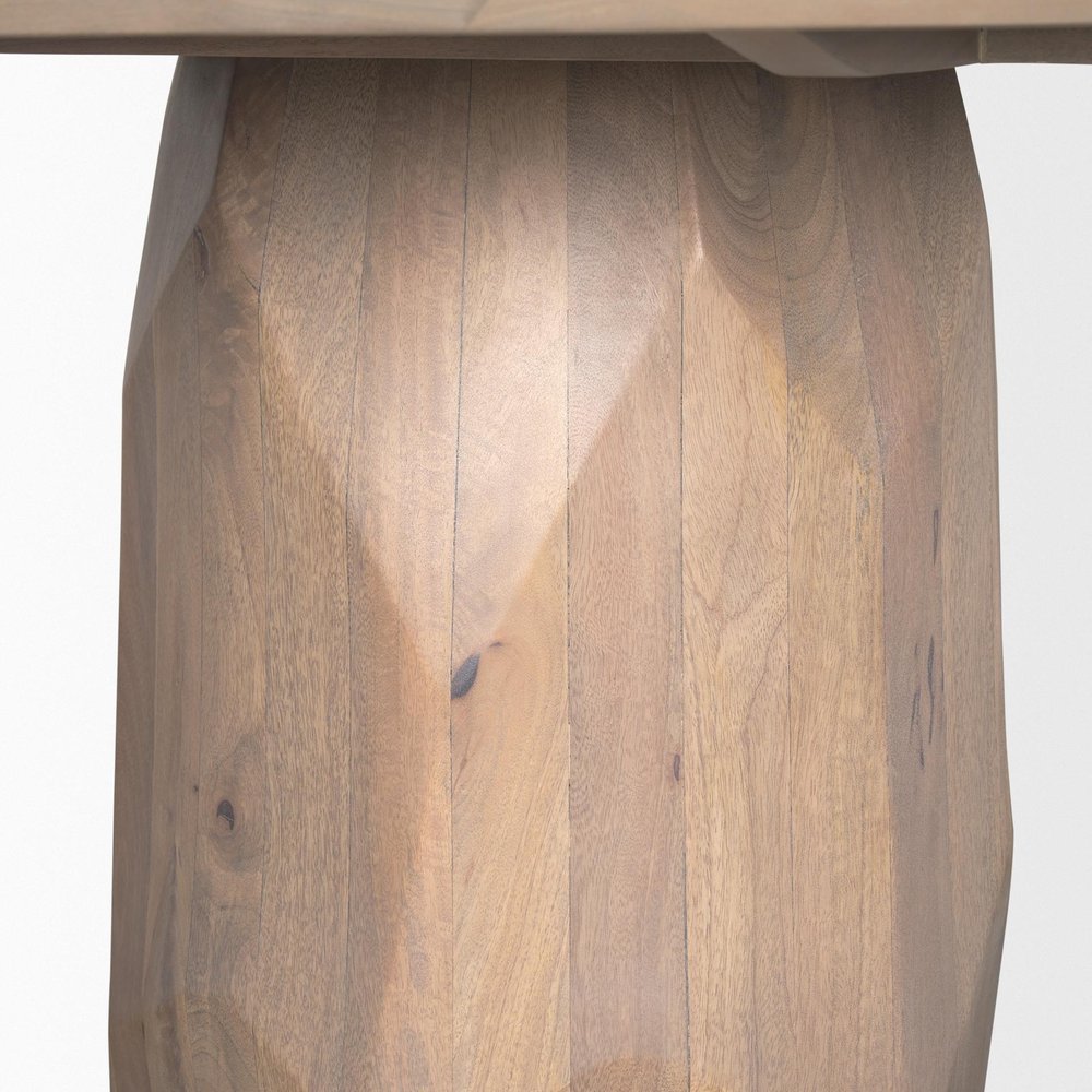 60" Natural And Brown Solid Wood Pedestal Base Round Top Dining Table HomeRoots