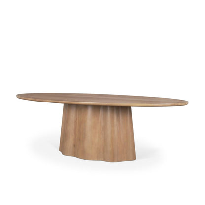 94" Brown Solid Wood Pedestal Base Oval Dining Table HomeRoots