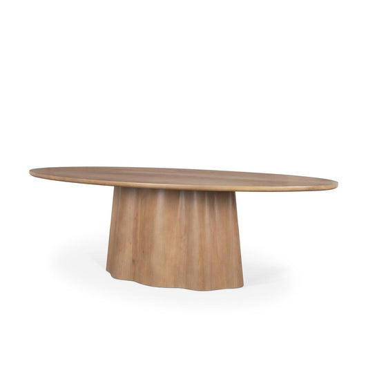 94" Brown Solid Wood Pedestal Base Oval Dining Table