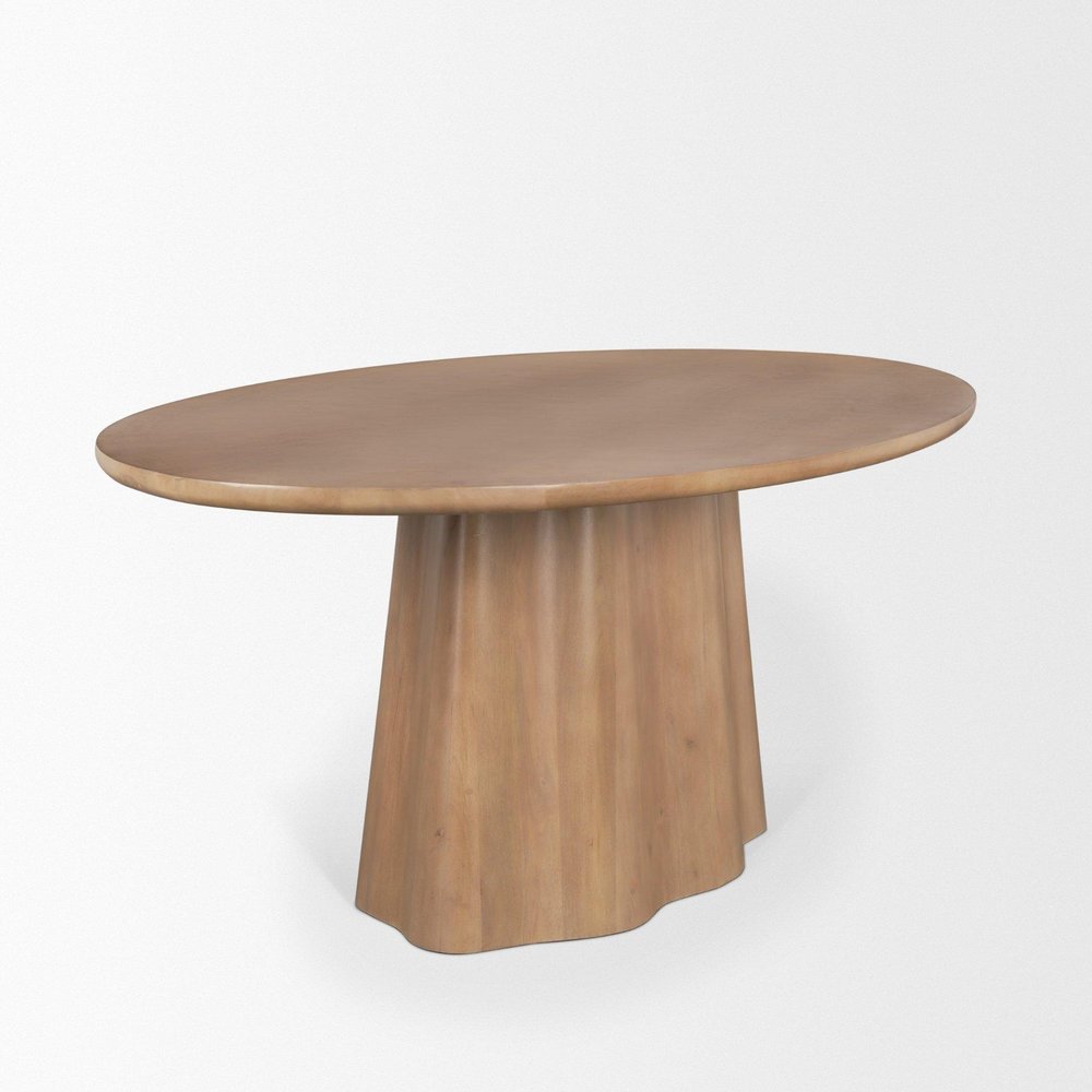 94" Brown Solid Wood Pedestal Base Oval Dining Table HomeRoots