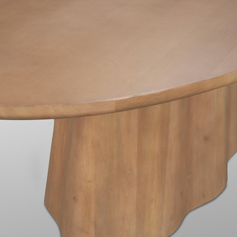 94" Brown Solid Wood Pedestal Base Oval Dining Table — view 5