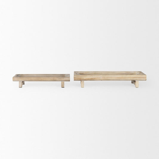 Set of Two White Solid Wood Handmade Riser Trays HomeRoots