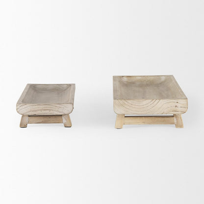 Set of Two White Solid Wood Handmade Riser Trays HomeRoots