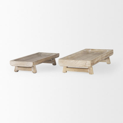 Set of Two White Solid Wood Handmade Riser Trays HomeRoots