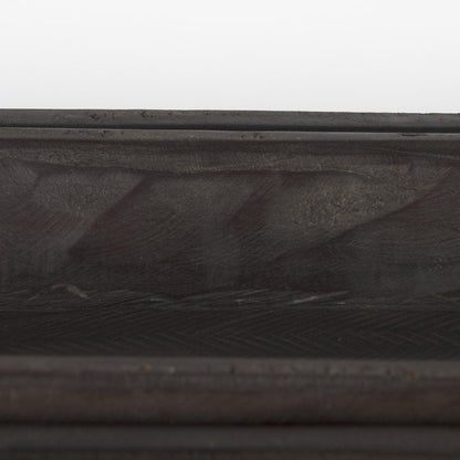 Set of Two Dark Brown Reclaimed Wood Handmade Oval Vanity Tray