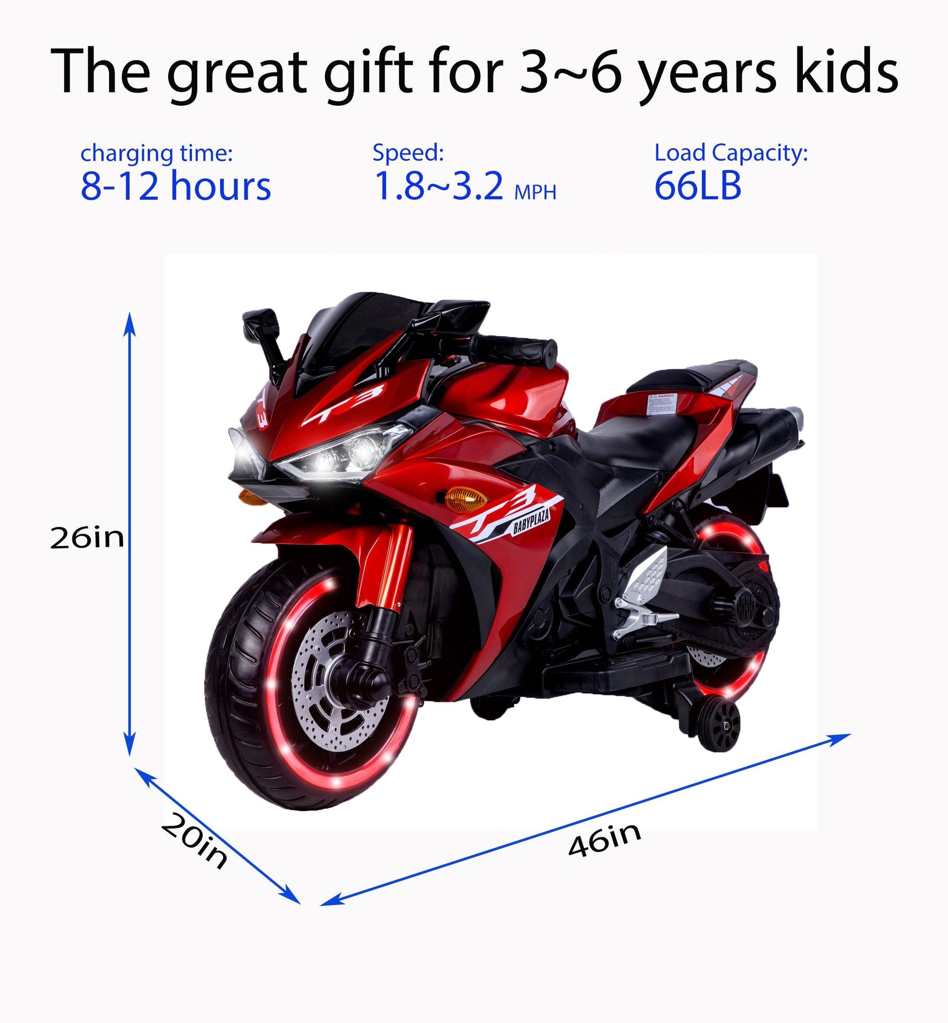 kids motorcycle 12V motorcycle for kids 3 4 5 6 years Boys Girls 12v7ah kids motorcycle ride on toy with Training Wheels - FurniFindUSA