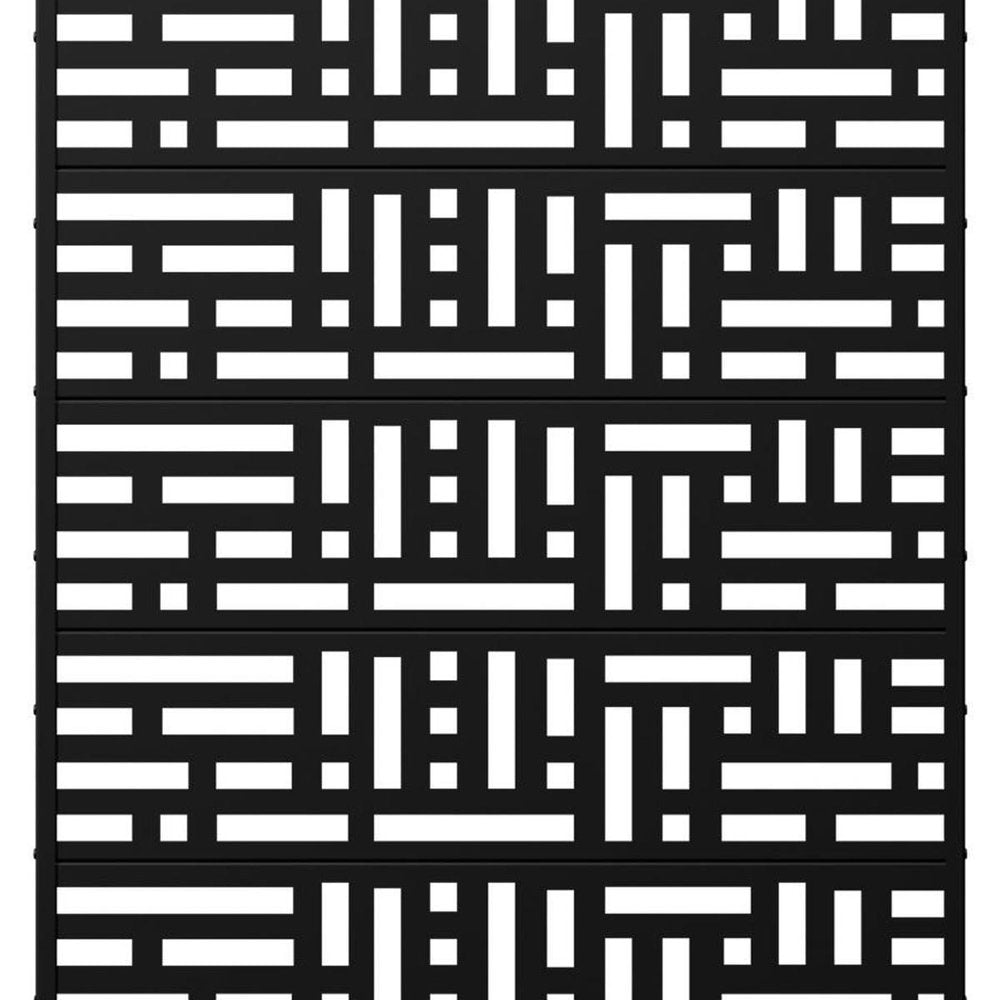 72" Black Geometric Steel Six Panel Outdoor Privacy Screen — view 4