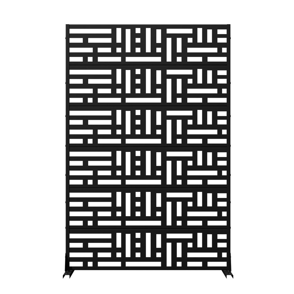 72" Black Geometric Steel Six Panel Outdoor Privacy Screen HomeRoots