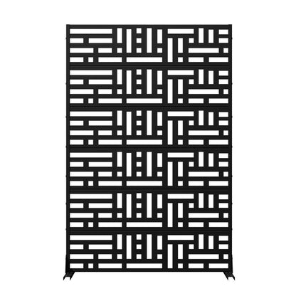 72" Black Geometric Steel Six Panel Outdoor Privacy Screen HomeRoots