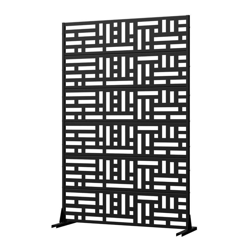72" Black Geometric Steel Six Panel Outdoor Privacy Screen HomeRoots