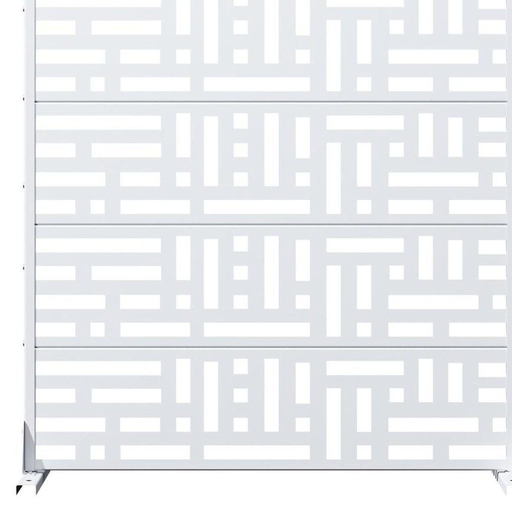 72" White Geometric Steel Six Panel Outdoor Privacy Screen — view 4