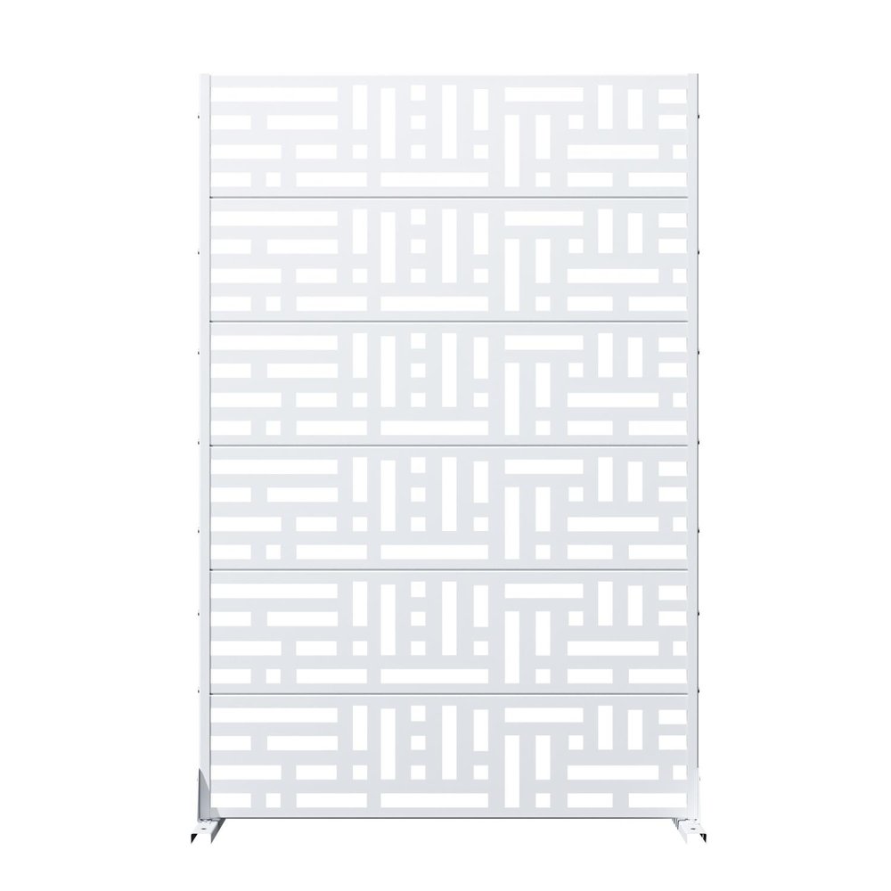 72" White Geometric Steel Six Panel Outdoor Privacy Screen HomeRoots