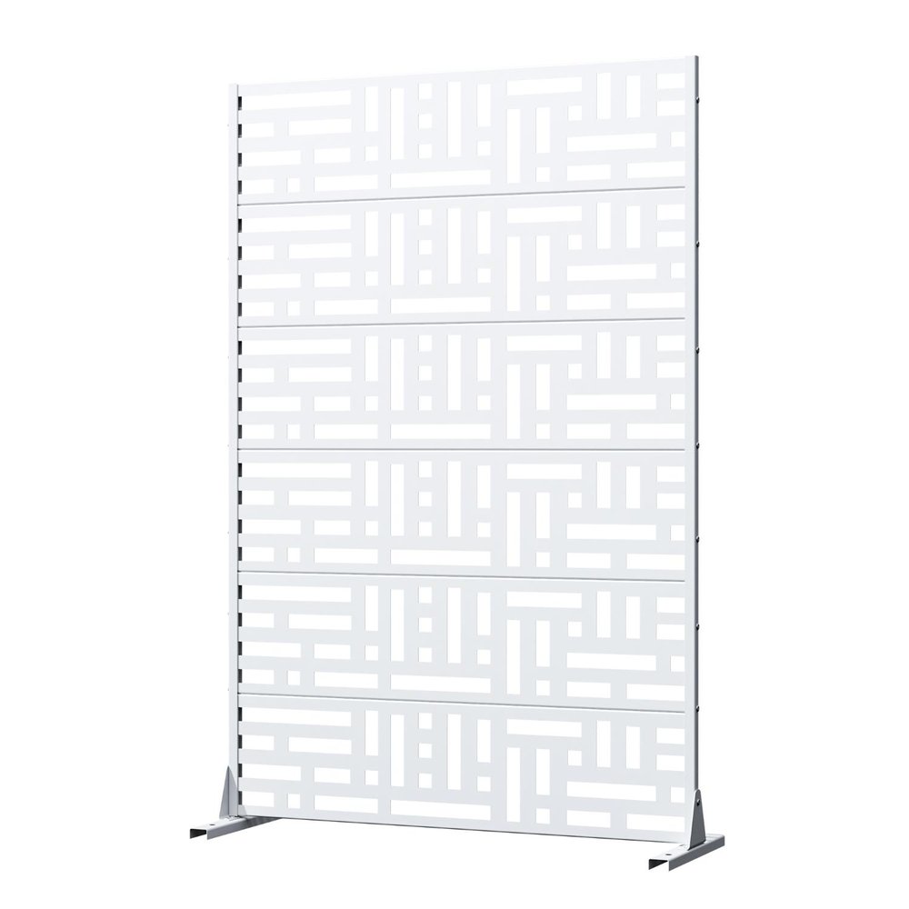 72" White Geometric Steel Six Panel Outdoor Privacy Screen HomeRoots