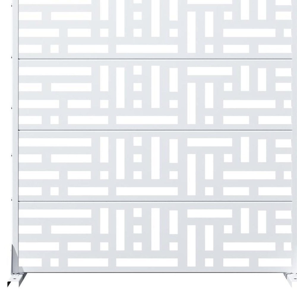 72" White Geometric Steel Six Panel Outdoor Privacy Screen — view 3