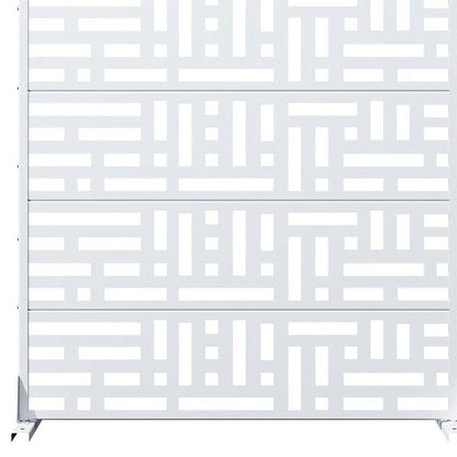 72" White Geometric Steel Six Panel Outdoor Privacy Screen