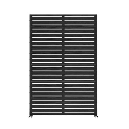 72" Black Striped Steel Six Panel Outdoor Privacy Screen HomeRoots