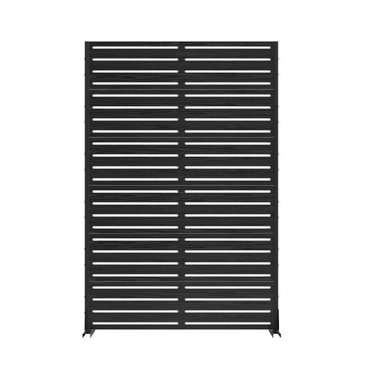 72" Black Striped Steel Six Panel Outdoor Privacy Screen